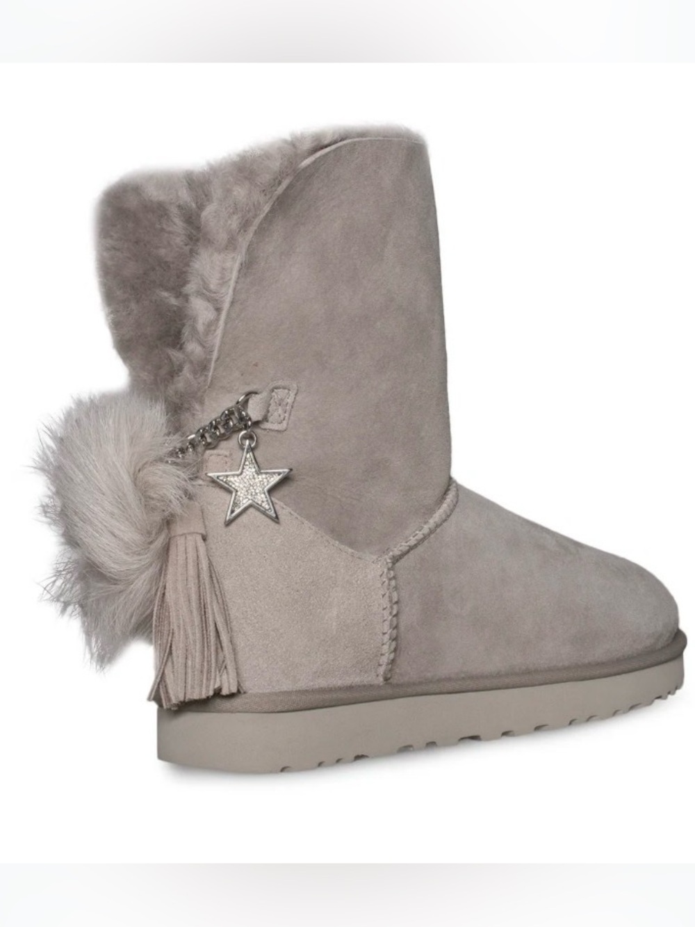 UGG Willow Swarovski star with chain boots US 7 shearling sheep skin leather